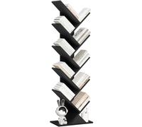 LELELINKY Libreria a forma di albero, 10 livelli per libri, CD/riviste, libreria DVD in legno, libreria per soggiorno, camera da letto e ufficio, bianco