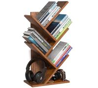 LELELINKY - Libreria a forma di albero, a 5 livelli, per libri, CD, riviste, DVD, in legno, per soggiorno, camera da letto e ufficio, colore nero