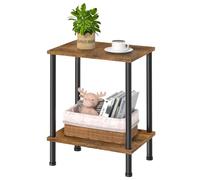 LELELINKY Tavolino in legno, Comodino stretto a 2 livelli, 40x30x55 cm, Tavolino moderno, Tavolino da divano alto 55 cm con vano portaoggetti, Tavolino per soggiorno, camera da letto, balcone,Marrone