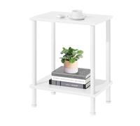 LELELINKY Tavolino in legno, Comodino stretto a 2 livelli, 40x30x55 cm, Tavolino moderno, Tavolino da divano alto 55 cm con vano portaoggetti, Tavolino per soggiorno, camera da letto, balcone,Bianco