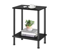 LELELINKY Tavolino in legno, Comodino stretto a 2 livelli, 40x30x55 cm, Tavolino moderno, Tavolino da divano alto 55 cm con vano portaoggetti, Tavolino per soggiorno, camera da letto, balcone,Nero