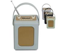 LELEMEGA Class Classic Radiosveglia DAB+ - Radio da Cucina DAB+ con Bluetooth, 60 Stazioni, Lunga Autonomia, Presa Cuffie, Alimentazione a Batterie o rete, Linea Verticale Compatta,Azzurro