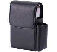 Lelesta Custodia per Sigarette, portasigarette squisita e di Lusso Custodia in Pelle PU per Tabacco Porta Accendino Portaoggetti per schede di Nome Nuovo Pratico (Nero)