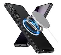 leleyo Cover per Sony Xperia 1 V Custodia compatibile con MagSafe, sottile bumper in metallo con protezione fotocamera, Case trasparente per Sony Xperia 1 V (2023), nero trasparente