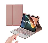 leleyo Cover Tastiera per Xiaomi Pad 5/5 Pro Custodia Tastiera bluetooth Wireless [touchpad] 7 Colori Backlit, Rimovibile, Magnetica, QWERTY per Tablet Xiaomi Pad 5/5 Pro 11" (Rosa)