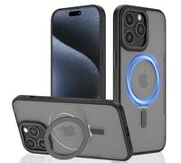 leleyo Custodia per iPhone 15 Pro Cover compatibile con magsafe supporto, Custodia Magnetica Trasparente Anti-impronta Antigraffio per 15 Pro 6.1" 2023 (Nero)