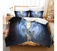 Leleyouzer Wolf, set di biancheria da letto 3D, con motivo animale, per ragazzi, 1 copripiumino in microfibra e 2 federe da 50 x 75 cm (lupo 4, 200 x 200 cm)