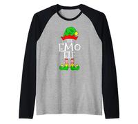 L'elfo Emo Divertente Abbinamento Natalizio in Famiglia Maglia con Maniche Raglan