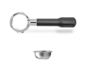 LELIT Bottomless Portafiltro LELIT57 - Include Filtri in Acciaio Inossidabile - Manico Classico - PLA570S - Argento/Nero