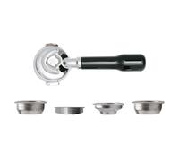 LELIT Portafiltro a 2 Vie LELIT58 - Beccuccio Doppio - Include Filtri in Acciaio Inossidabile - Manico Classico - PLA582S - Argento/Nero Lucido