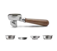 LELIT Portafiltro a 2 Vie LELIT58 - Beccuccio Doppio - Include Filtri in Acciaio Inossidabile - Manico in Legno - PLA582W - Argento/Legno di Noce