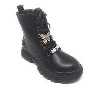 Lelli Kelly Anfibio Stivali Combat Neri con Charm farfalla,Suola Chunky,Laccio con Zip Laterale,Gadget omaggio (Nero, Taglia unica, Sistema Taglie Calzature EU, Adolescente, Numero, Media, 34)