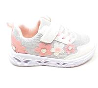Lelli Kelly Scarpe da bambina LKAL5630B00 - Sneaker ammortizzate con luci e fiori Bianco/Argento 29