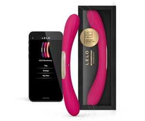 LELO BOOMERANG Vibratore a Doppia Estremità per Coppie con App Bluetooth e 10 Modalità di Piacere, Vibratore Doppia Penetrazione, Cerise