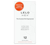 LELO HEX Original PreservativiSottili Rinforzati, Leggermente lubrificati Condom, Preservativi con rilievi e nervature, Diametro 54 mm (Confezione da 12)