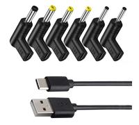 Leloco 6 adattatori da USB C a DC 5 V a 90 gradi, da tipo C a DC, set con cavo di ricarica da 30 cm A a C per router, luce LED, fotocamera, alimentatore di rete mobile, spina cavo ecc