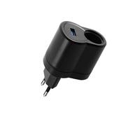 Leloco Adattatore da 220 V a 12 V, presa accendisigari con adattatore USB, convertitore di tensione da AC a DC con spina europea, convertitore di tensione, alimentatore di rete, adattatore