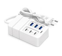 Leloco Stazione di ricarica USB da 35 W per più dispositivi, multipresa a 6 porte