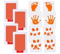 LelonHo Kit per impronte di mani e piedi senza inchiostro Clean Touch per neonati e animali domestici (4 tamponi di inchiostro, 8 schede di stampa) (confezione da 4 arancioni)
