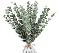 LELUSH 24 pezzi Foglie di Steli di Eucalipto Artificiale, Vero Tocco Eucalipto Artificiale da Sposa Fiori Artificiali Verde per la Composizione Floreale, Decorazione per Feste di Matrimonio in Casa