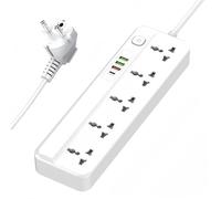 LELYFIT Multipresa Universale Con Interruttore, 5 Prese Universali, 1 x 20W USB-C PD, 3 Porte di Ricarica Rapida USB-A QC, Cavo di Alimentazione da 2M,Con Protezione Contro le Sovratensioni