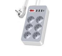 LELYFIT Protezione da Sovratensioni Multi-Socket, Multipresa a 6 Prese con Interruttore, 3 USB +1 Type C, con Protezione da Sovraccarico, Cavo di Prolunga da 1.8m