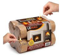 Lemag Ceppo Autoaccendente per Camino e Stufa 4 Pezzi da 1 Kg - Si Accende con un Fiammifero sulla Carta - Brucia 2 Ore - Niente Legna Sottile ne Accendifuoco