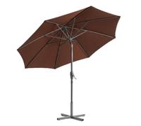 Lemag Ombrellone da Giardino Ø 2,5 m con Manovella - Parasole Tondo per Terrazzo e Esterno con Palo in Acciaio Robusto - Apertura Facile - Disponibile in Ecrù Verde e Marrone | Made in Italy (Marrone)