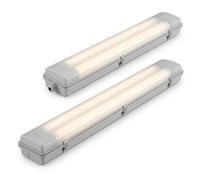 Lemag Plafoniera Stagna LED IP65 66cm con 2 Tubi T8 4000K Inclusi, Set 4 Pezzi - Lampada Soffitto Impermeabile per Garage, Cantina, Magazzino - Monti e Accendi