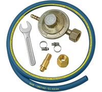 Lemag Regolatore Gas GPL Regolabile 20-60 mbar - Kit Riduttore di Pressione Bassa Pressione per Bombola con Tubo Gas 2 m, 2 Fascette e Chiave Gas - Uso Domestico, Campeggio, Camper