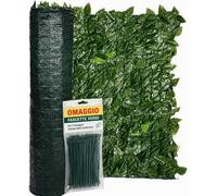 Lemag Siepe Artificiale Edera 1x3 m con Rete Ombreggiante PVC - Schermo Privacy