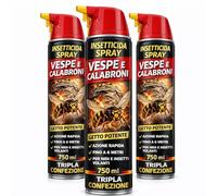 Lemag srl Insetticida Spray Vespe e Calabroni 750 ml x 3 - Gittata 5 Metri - Azione Rapida su Nidi - Permetrina e Piretro - Presidio Medico Chirurgico - Per Esterni e Interni - Made in Italy