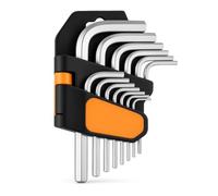 Lemag srl Set 9 Chiavi Esagonali - Brugole Professionali in Acciaio Temperato - Misure 1.5/2/2.5/3/4/5/6/8/10 mm con Supporto