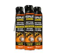 LEMAG Vespajet Insetticida Schiumogeno Vespe e Calabroni 750 ml - Confezione 3 Spray | Effetto Schiuma Avvolgente, Gittata fino a 5 Metri | Azione Rapida per Nidi | Uso Esterno