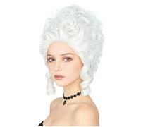 LeMarnia 18th Century Queen Parrucca Honeycomb parrucca ondulata riccia cortile retrò resistente al calore parrucca costume di Halloween (bianco)
