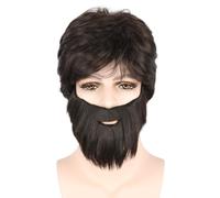 LeMarnia Marrone Short Puffy Uomo Parrucca e Barba Halloween Costume Parrucca