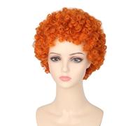 LeMarnia Parrucca afro corta e riccia arancione, per ragazze, per Halloween, feste in costume, cosplay