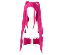 LeMarnia - Parrucca Anime Cosplay, capelli lunghi e lisci, colore rosa rosso, per Halloween, feste in maschera e costumi