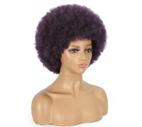 LeMarnia Parrucca corta afro per donne anni '70 Big Curly Afro parrucca per uso quotidiano (viola)