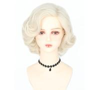 LeMarnia Parrucca da donna corta e riccia beige, parrucca vintage per costume di Halloween, feste a tema