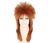 LeMarnia Parrucca unisex per adulti, arancione anni '80, per Halloween, feste in costume