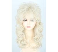 LeMarnia Parrucche lunghe ricci beige da donna anni '70 anni '80 moda cantante parrucche per feste di Halloween