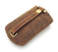 Lemasi Custodia portachiavi in vera pelle con anello portachiavi estraibile e retrattile, marrone cognac., Taglia unica