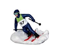 Lemax 32132 Christmas Vail Village - Statuetta decorativa Slalom Racer, blu/bianco/verde