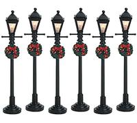 Lemax Christmas, set di 6 mini lampioni con lanterna a gas, 64499, funzionamento a batteria (4,5 V), Metallo
