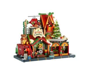 LEMAX Edificio Corrieri elfici Illuminato e Musicale Kringle's Courier in Resina H22,3x28x15 cm
