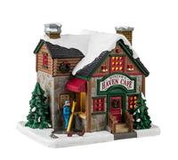 LEMAX Edificio illuminato led "Winter's Haven Café" in porcellana H15 x 17,1 x 13,6 cm