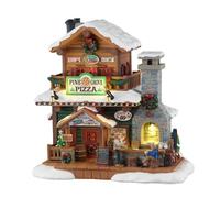 LEMAX Edificio illuminato Pizzeria con luci led "Pine Grove Pizza" in resina H20.5x21x15 cm