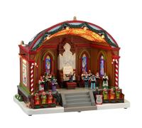 LEMAX Edificio in movimento con luci led e musica "Christmas at the Park Pavilion" in resina H24.5 x 28 x 18.2 cm