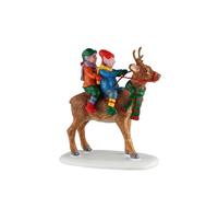 LEMAX Personaggi Elfi su Renna Reindeer Rides in Resina H7,5x7,3x3,3 cm
